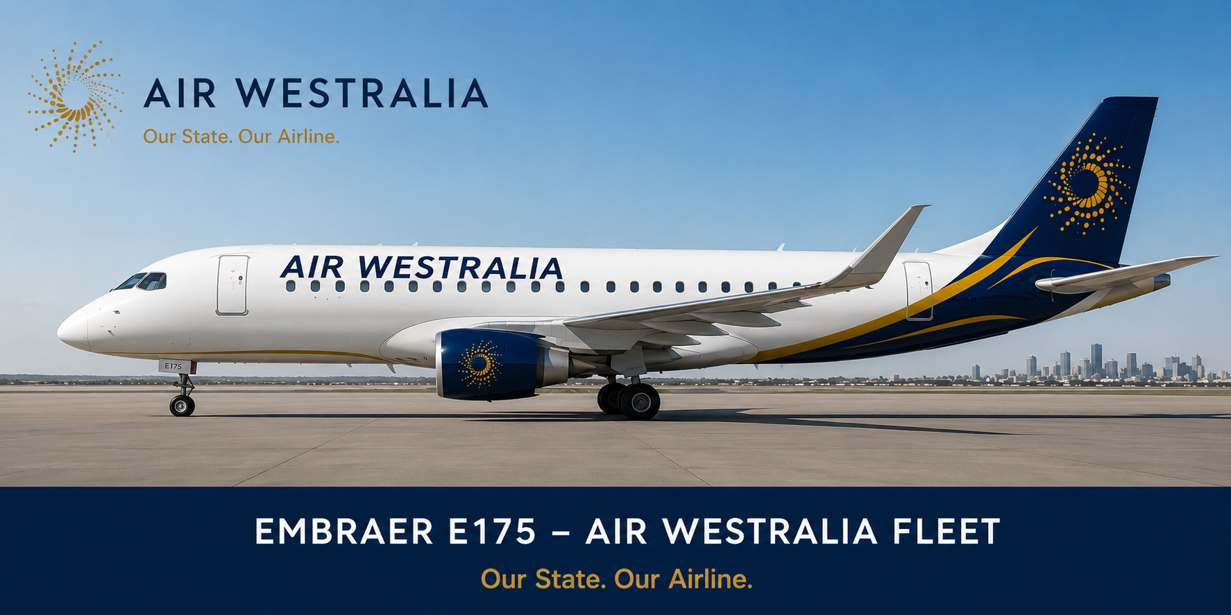 Air Westralia Embraer E175 in navy and gold livery