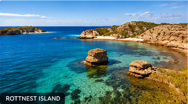 Turquoise bay and rocky coastline at Rottnest Island